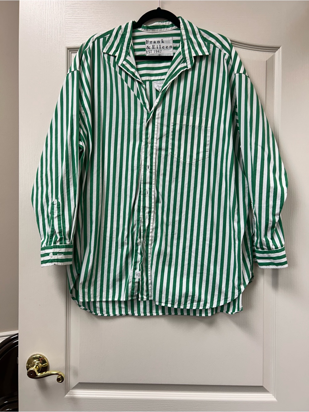 Frank & Eileen Green & White Vertical Stripe Button-Down Shirt